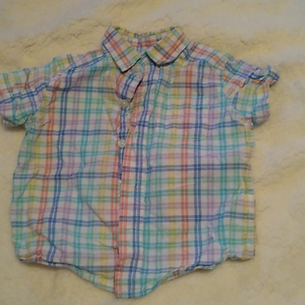 Children's Place Boys Size 12-18 Months Colored Plaid Button Up Dress Shirt